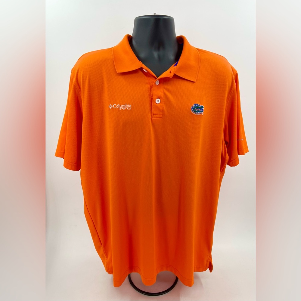 Florida Gators UF Columbia PFG Skiff Cast Fishing UPF 50+ Polo‎ Orange Men’s XL